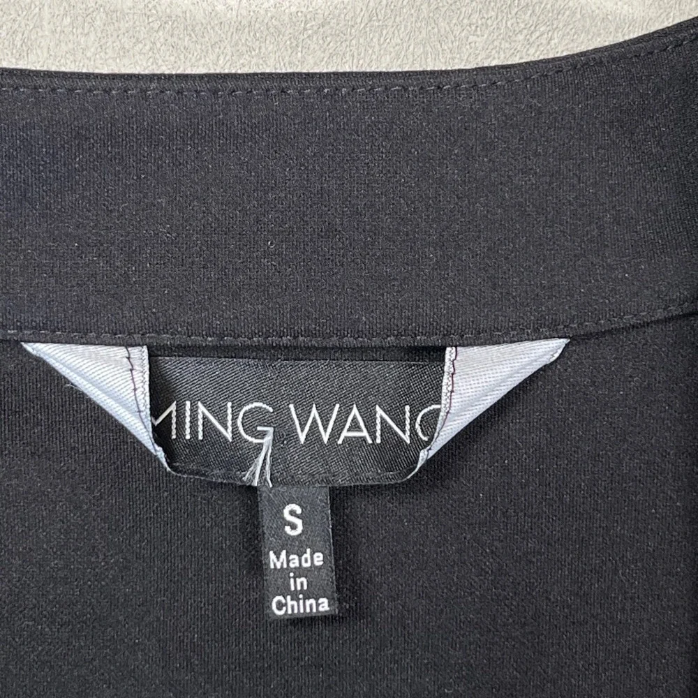 Ming Wang Studded Open Front Jacket Womens Small Black 3/4 Sleeve‎ Knit Academia